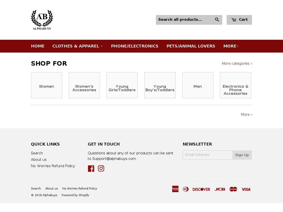 alphabuys.com shopify website screenshot