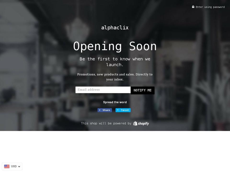 alphaclixx.com shopify website screenshot