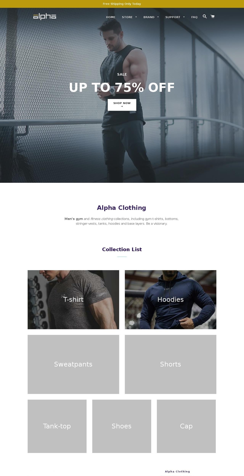 alphaclothing.net shopify website screenshot