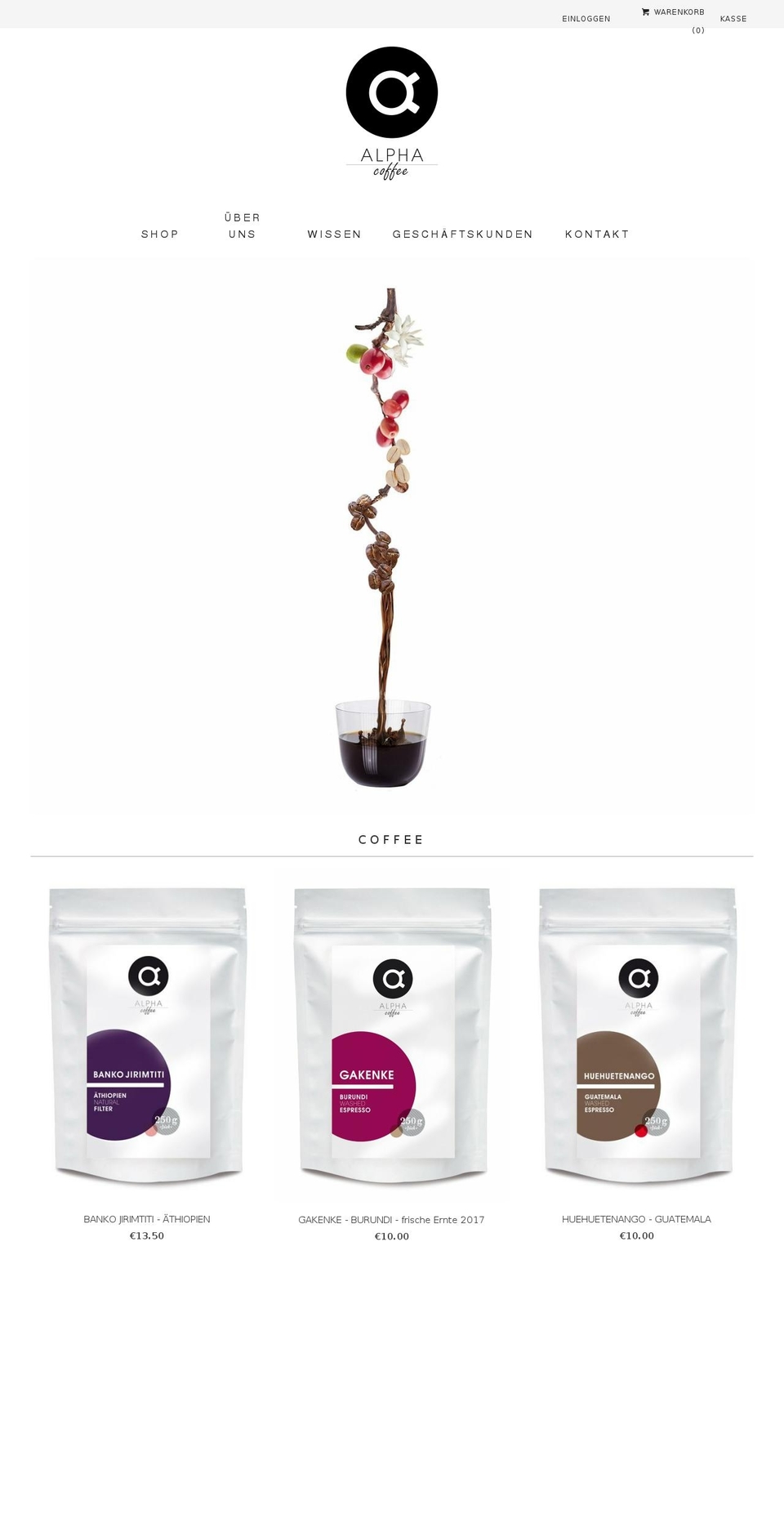 alphacoffee.at shopify website screenshot