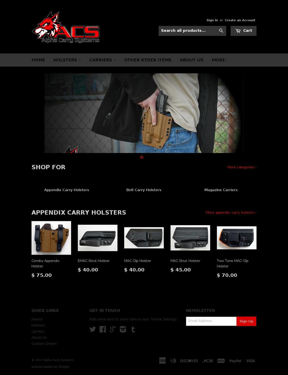 alphaconcealment.com shopify website screenshot