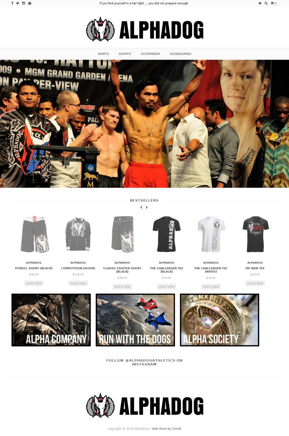 alphadogfightgear.com shopify website screenshot