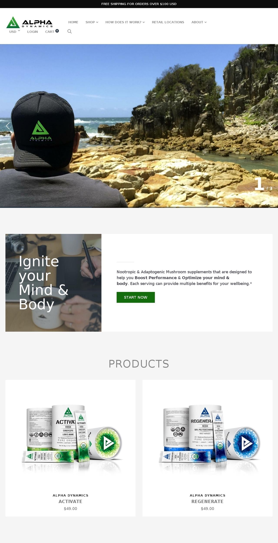 alphadynamicshealth.com shopify website screenshot