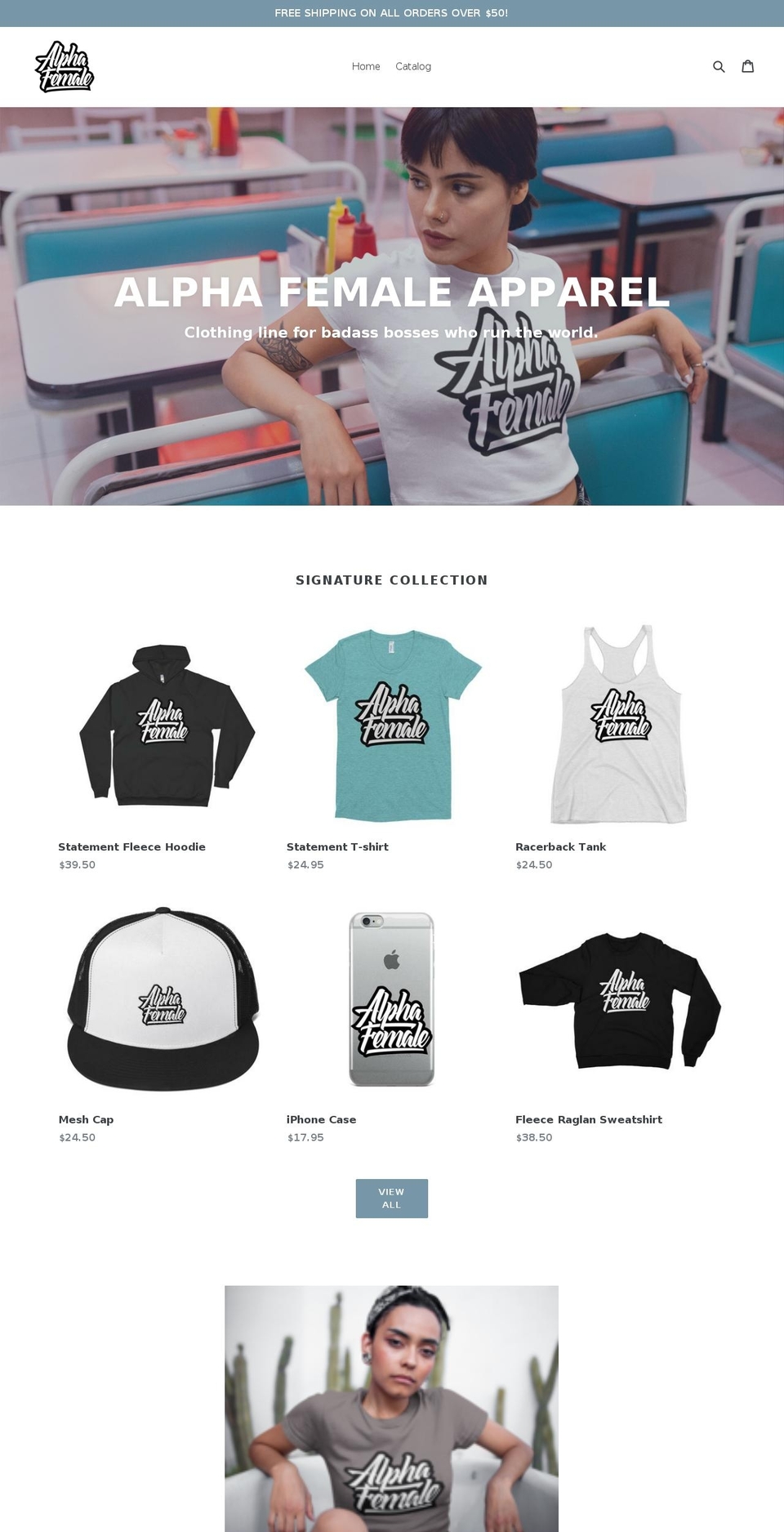 alphafemaleapparel.com — Shopify storefront screenshot