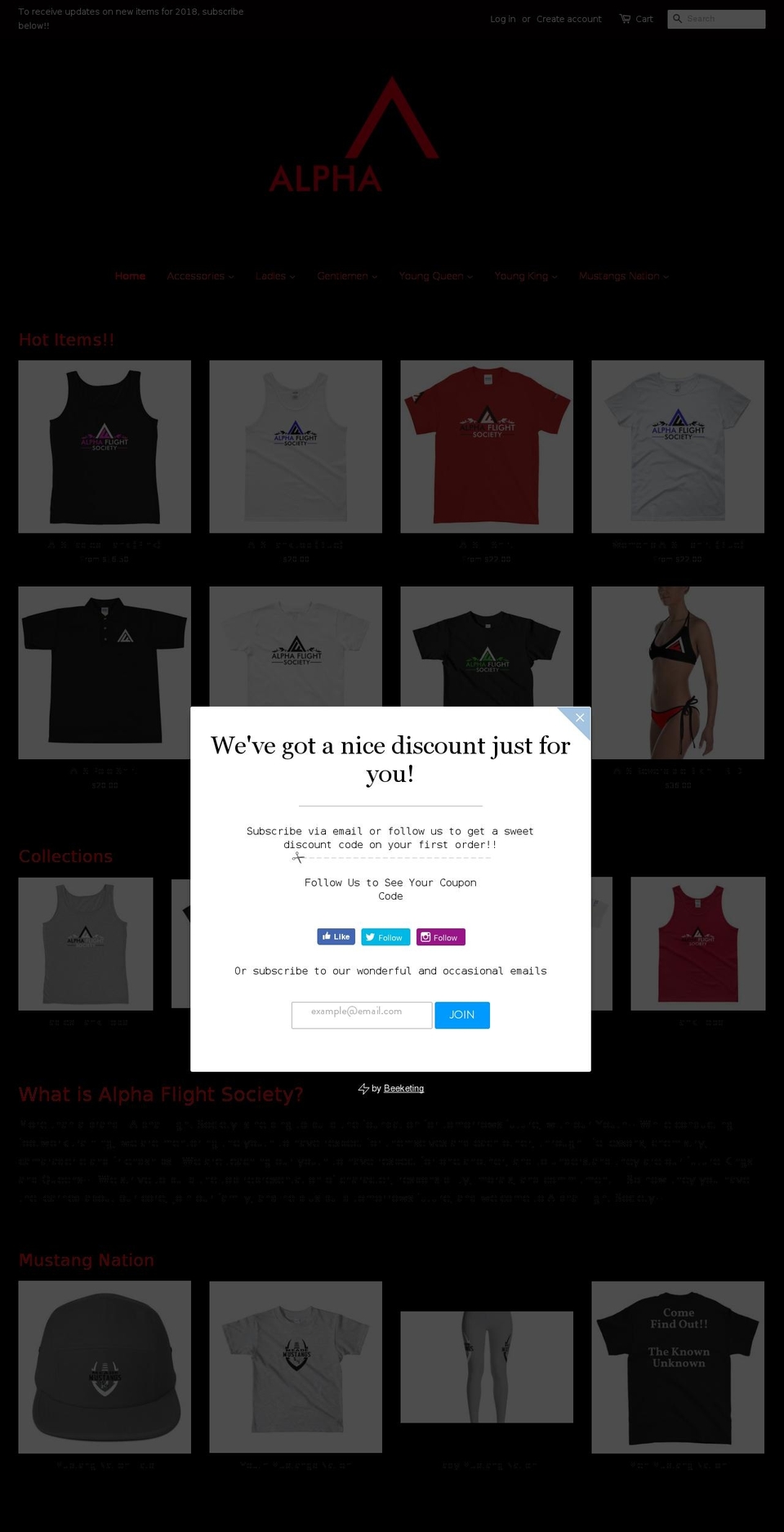 alphaflightsociety.com — Shopify storefront screenshot
