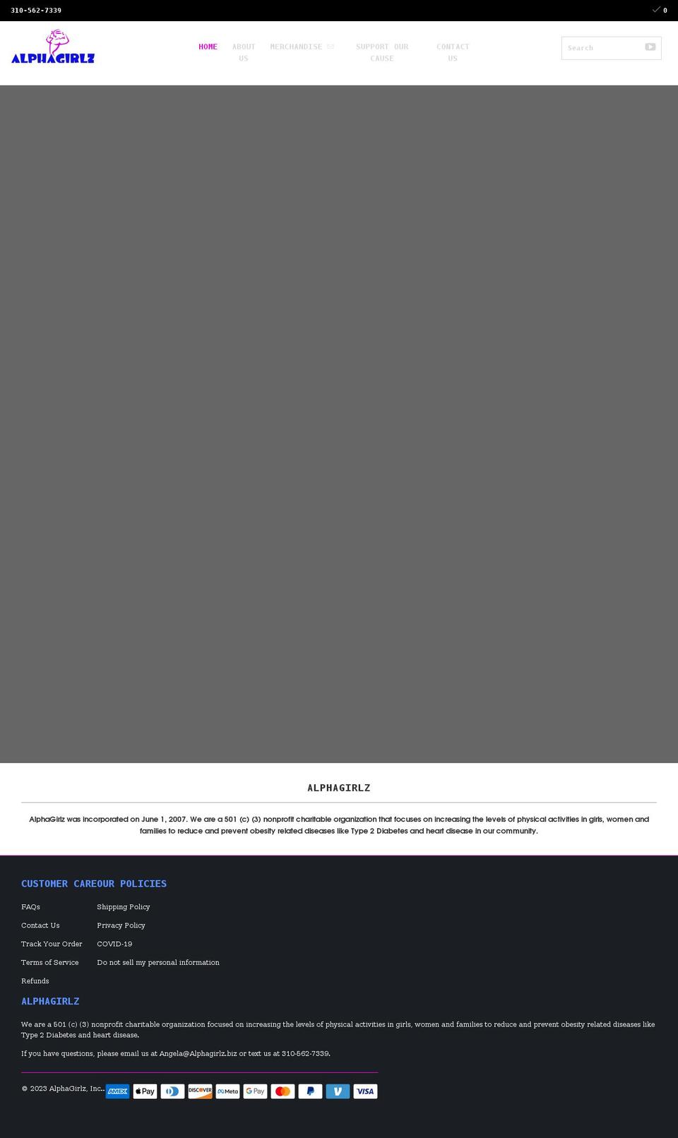alphagirlz.org shopify website screenshot