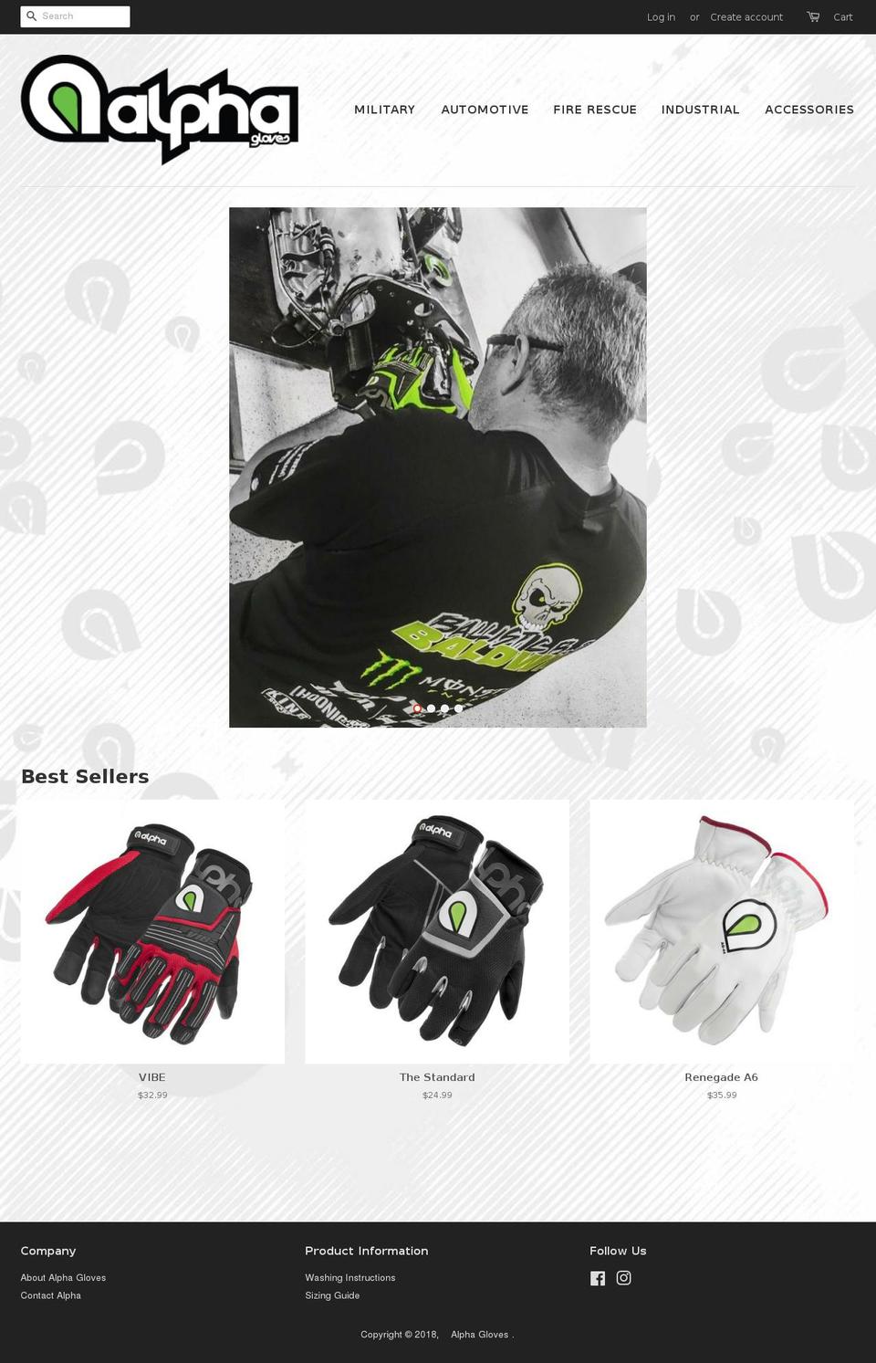 alphagloves.us shopify website screenshot