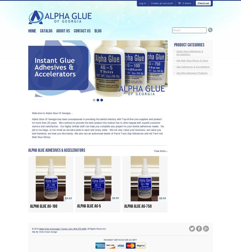 alphaglue.com — Shopify storefront screenshot