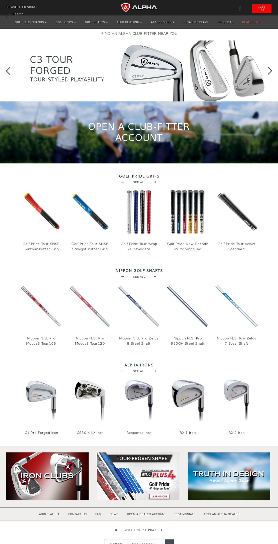 alphagolfclubs.com shopify website screenshot