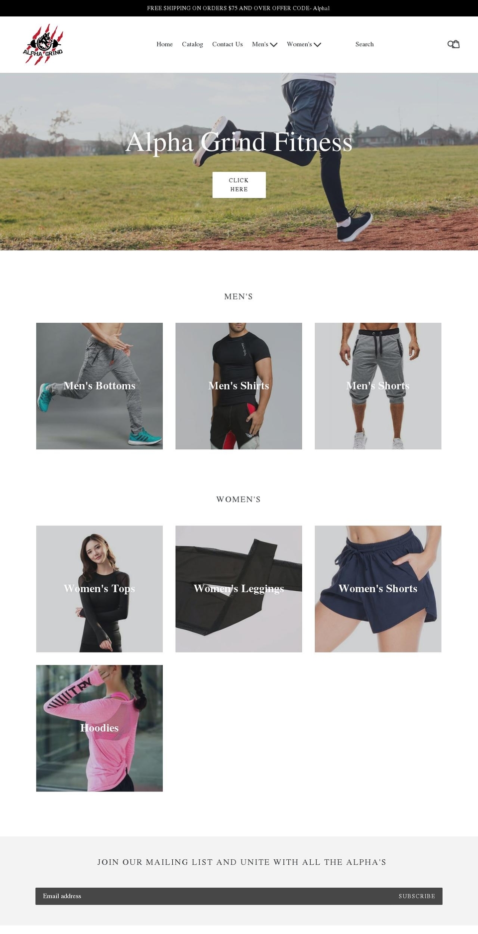 alphagrindfitness.com — Shopify storefront screenshot