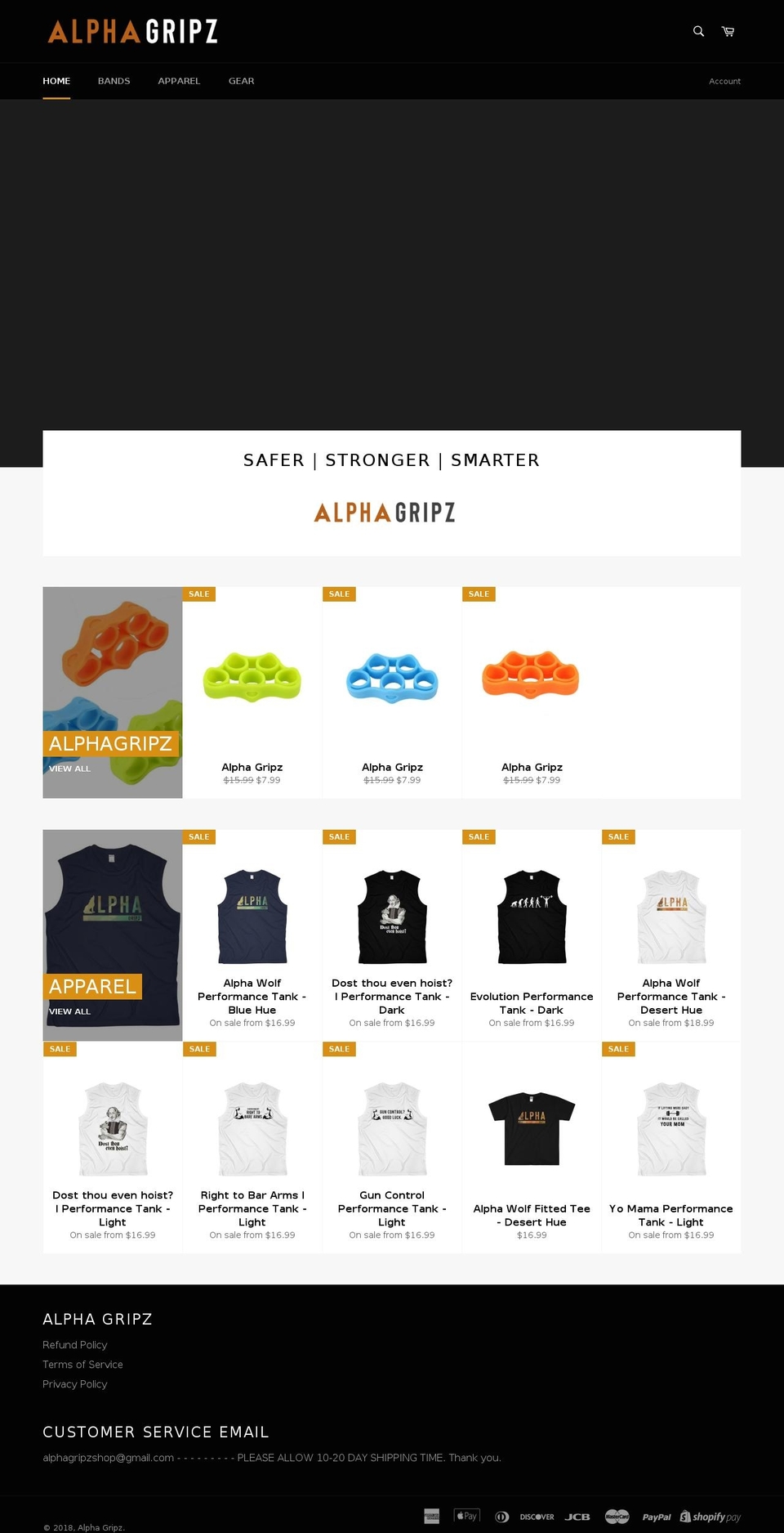 alphagripz.com shopify website screenshot