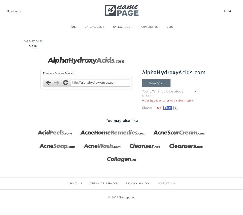 alphahydroxyacids.com shopify website screenshot