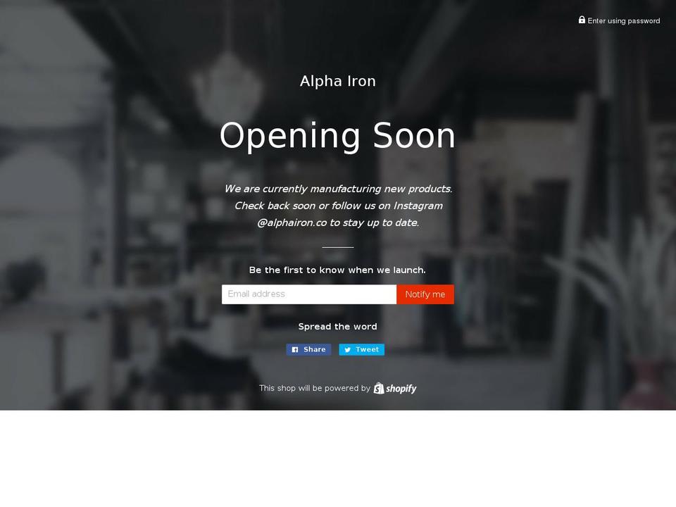 alphairon.co shopify website screenshot