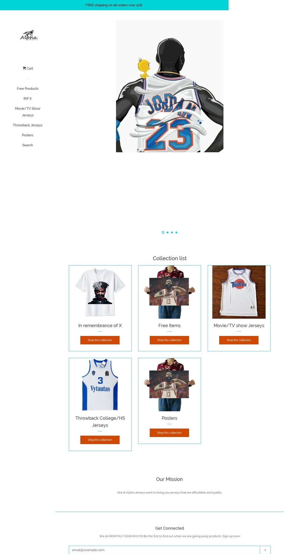 alphajerseys.com — Shopify storefront screenshot