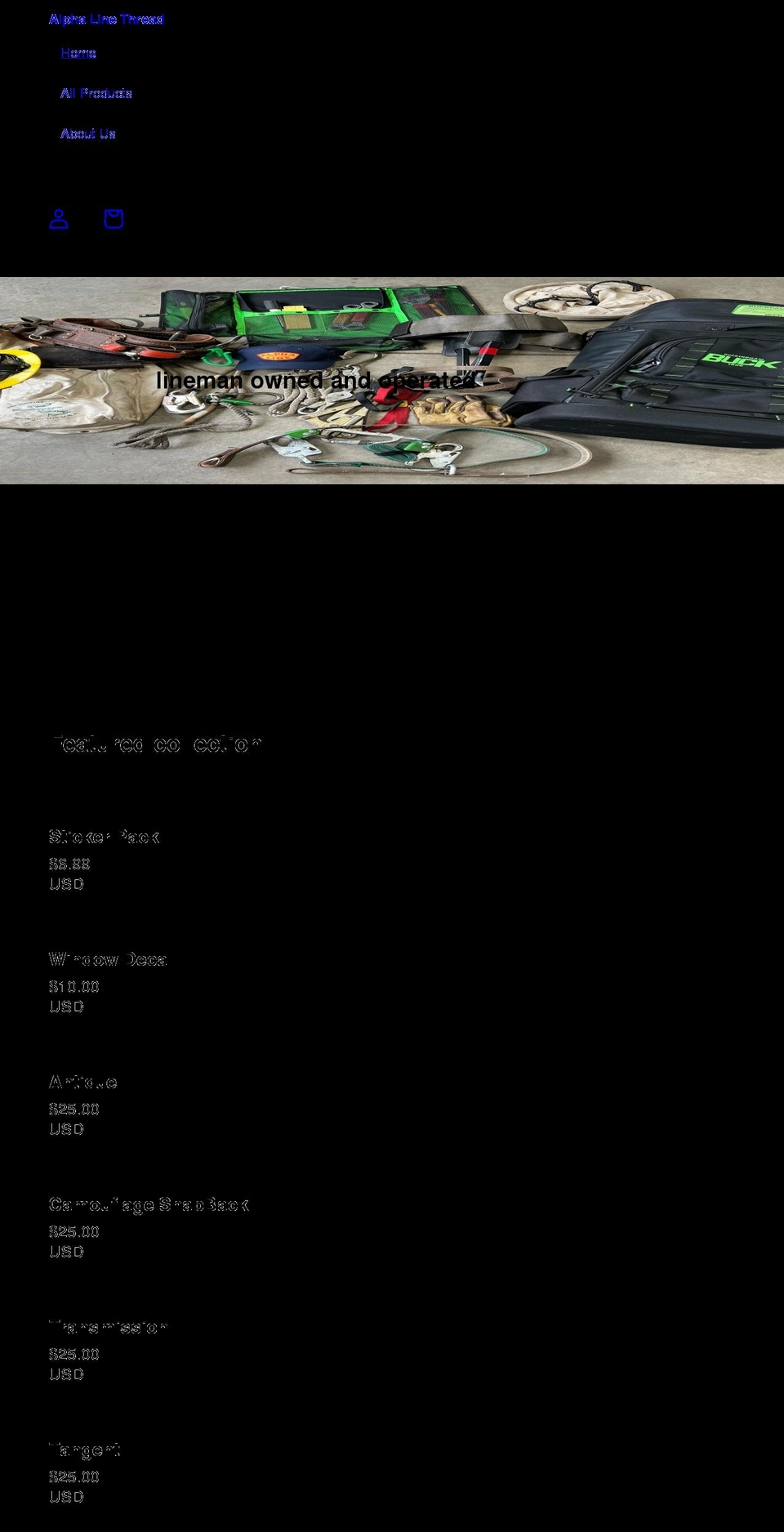 alphalinethread.com shopify website screenshot