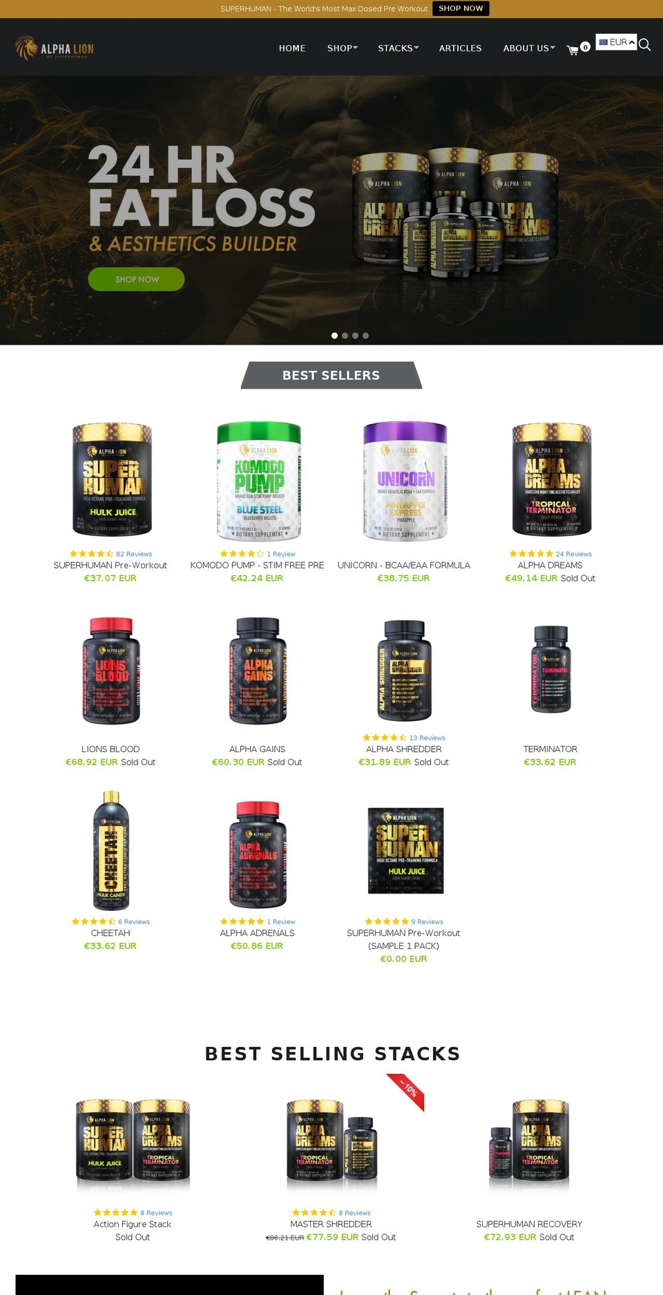 alphalion.com shopify website screenshot