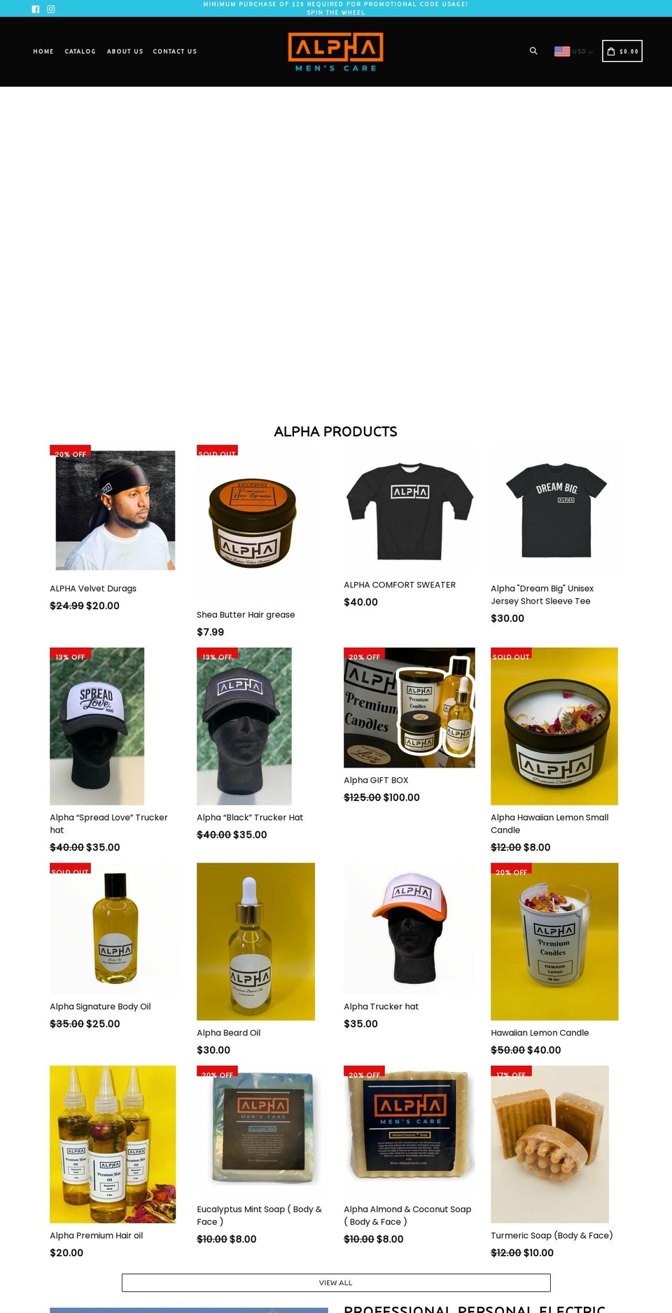 alphamenscare.com shopify website screenshot