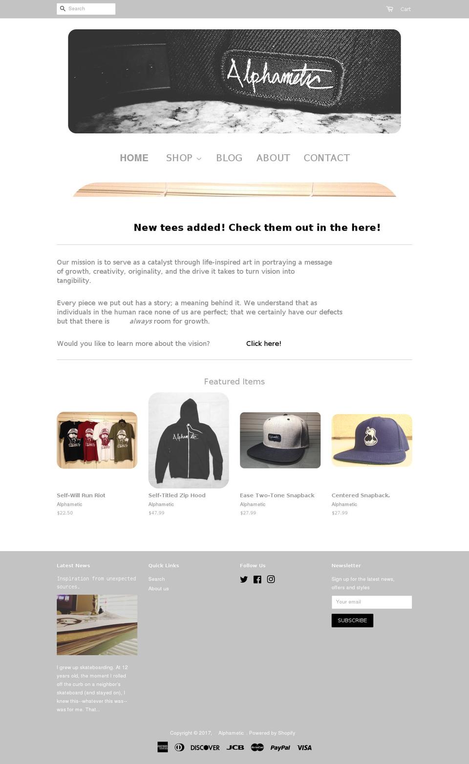 alphameticclothing.com shopify website screenshot