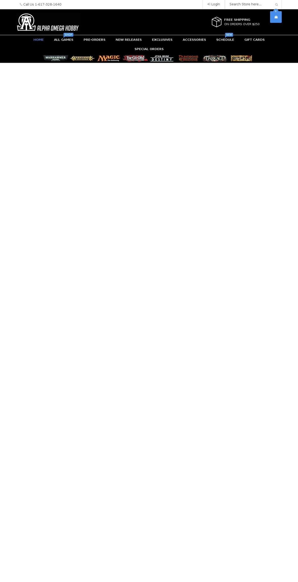 alphaomegahobby.com shopify website screenshot