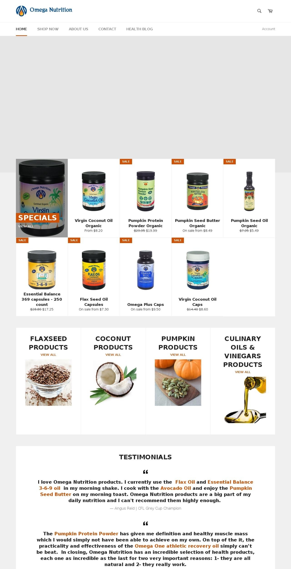 alphaomeganutrition.ca shopify website screenshot
