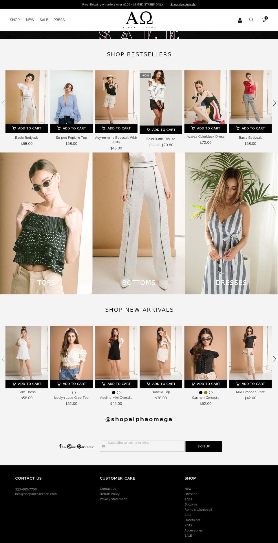 alphaomegastyle.com shopify website screenshot