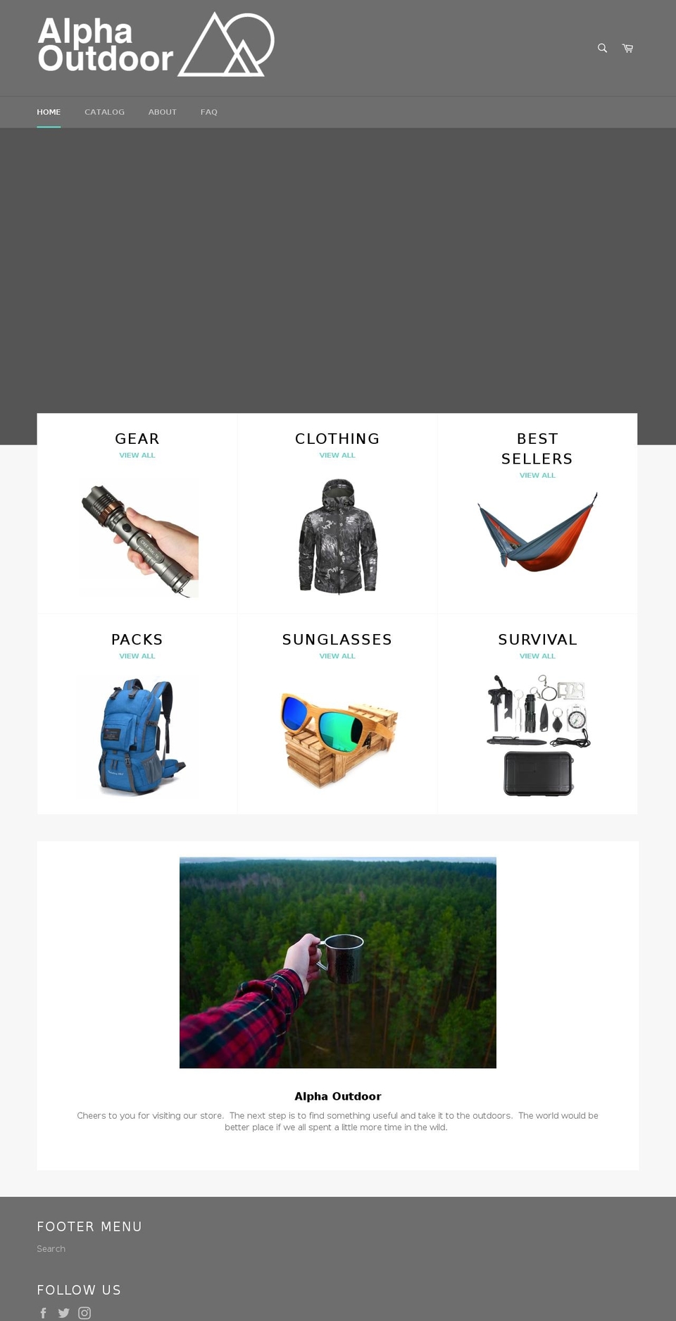 alphaoutdoorshop.com — Shopify storefront screenshot