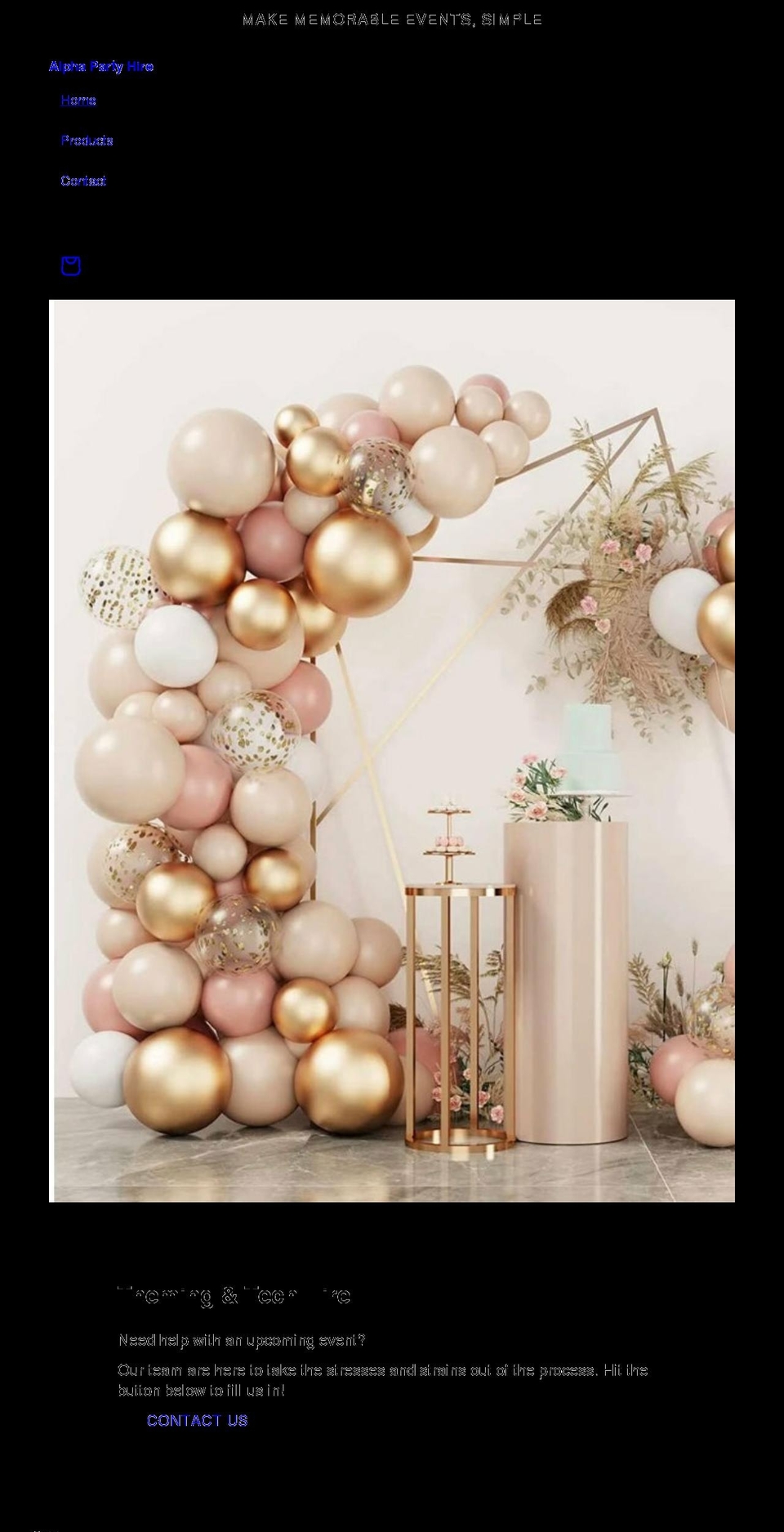 alphapartyhire.com.au shopify website screenshot