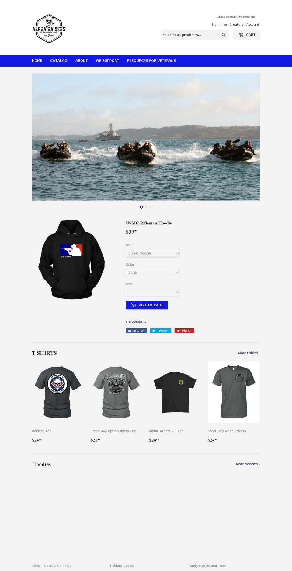 alpharaiders.com — Shopify storefront screenshot