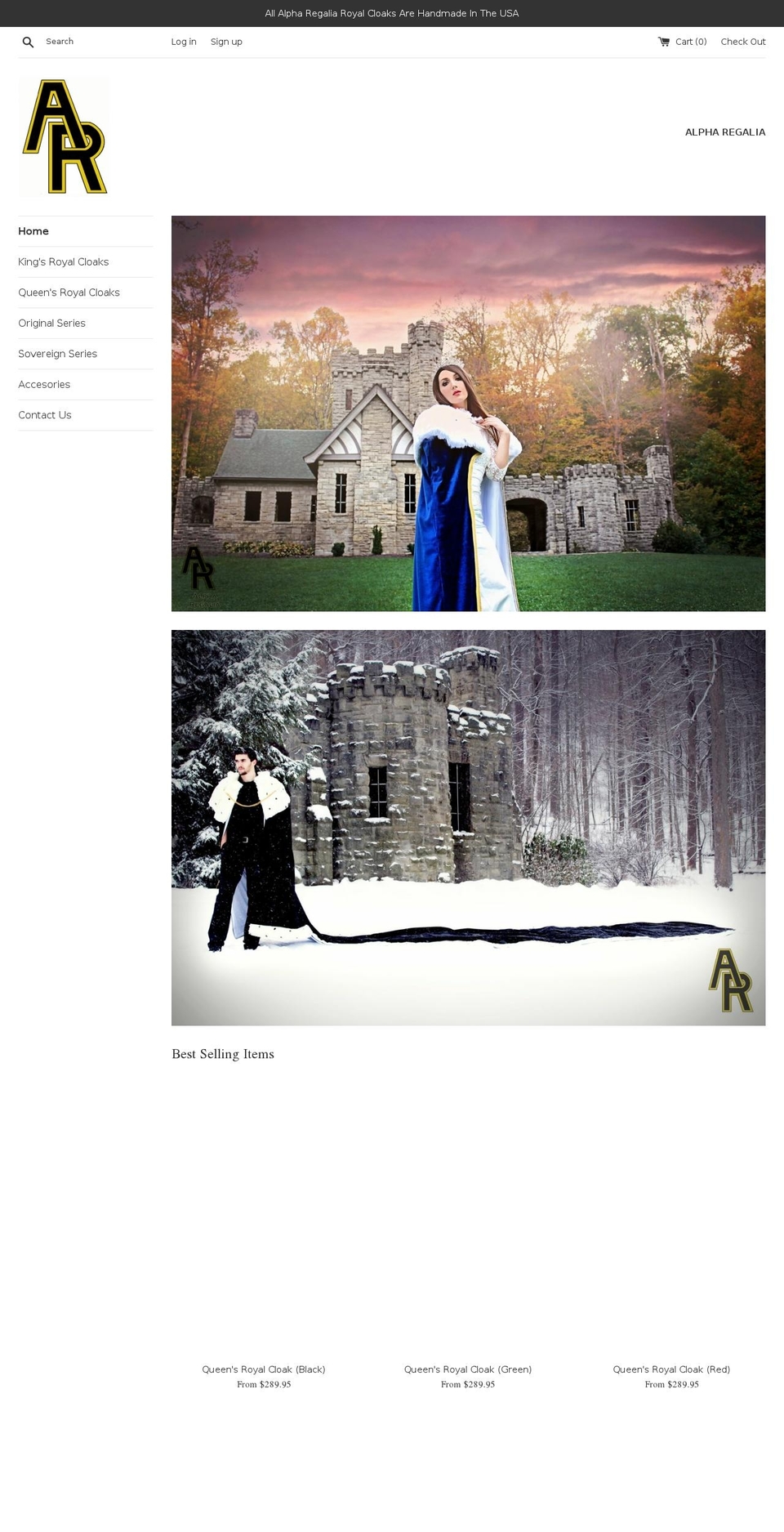 alpharegalia.com — Shopify storefront screenshot