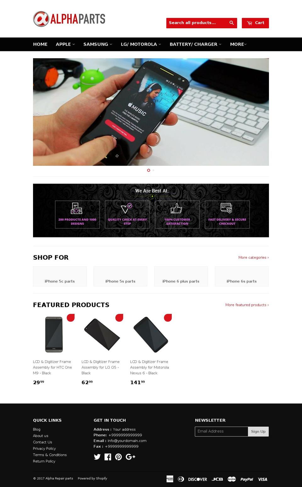 alpharepairparts.com shopify website screenshot