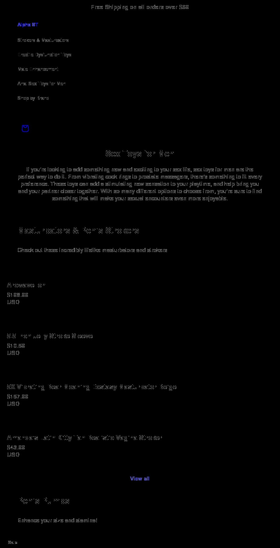 alphasextoys.com shopify website screenshot