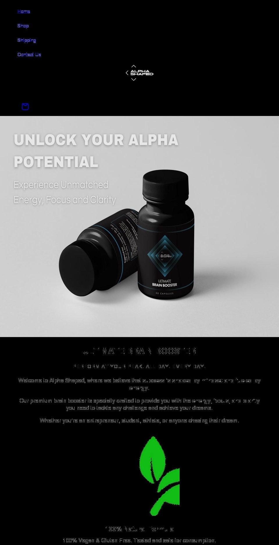 alphashaped.com shopify website screenshot