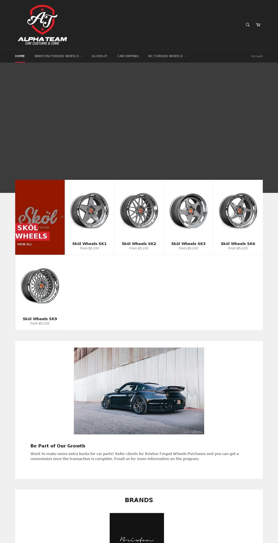 alphateamcars.com shopify website screenshot
