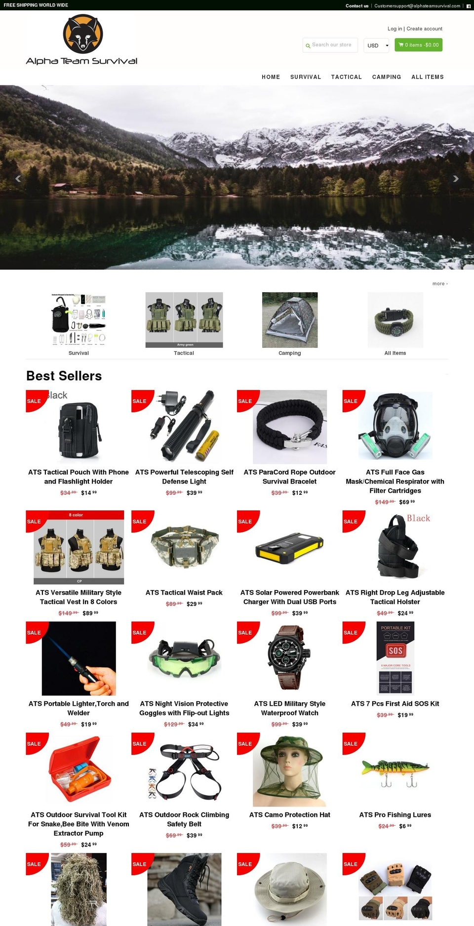 alphateamsurvival.com — Shopify storefront screenshot