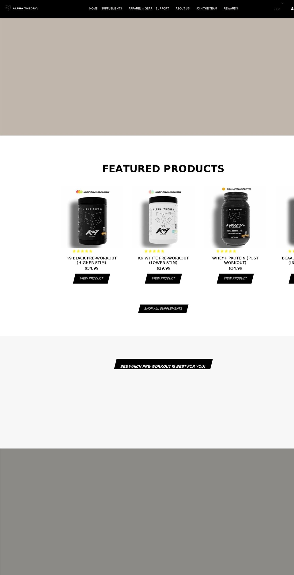 alphatheorysupplements.com shopify website screenshot