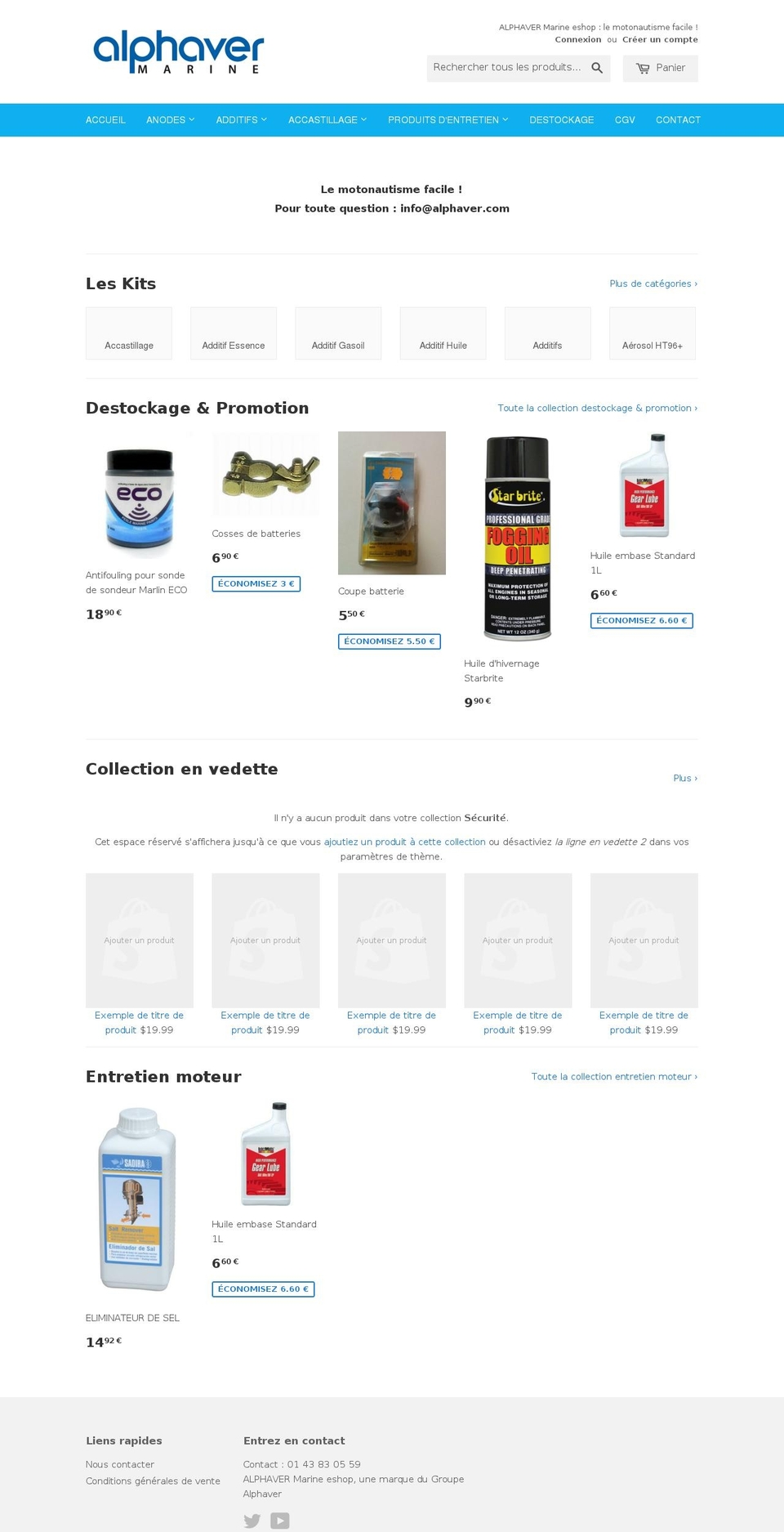alphaver-marine-eshop.com — Shopify storefront screenshot