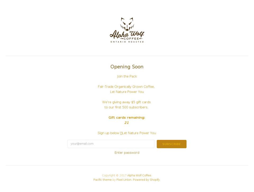 alphawolfcoffee.com shopify website screenshot