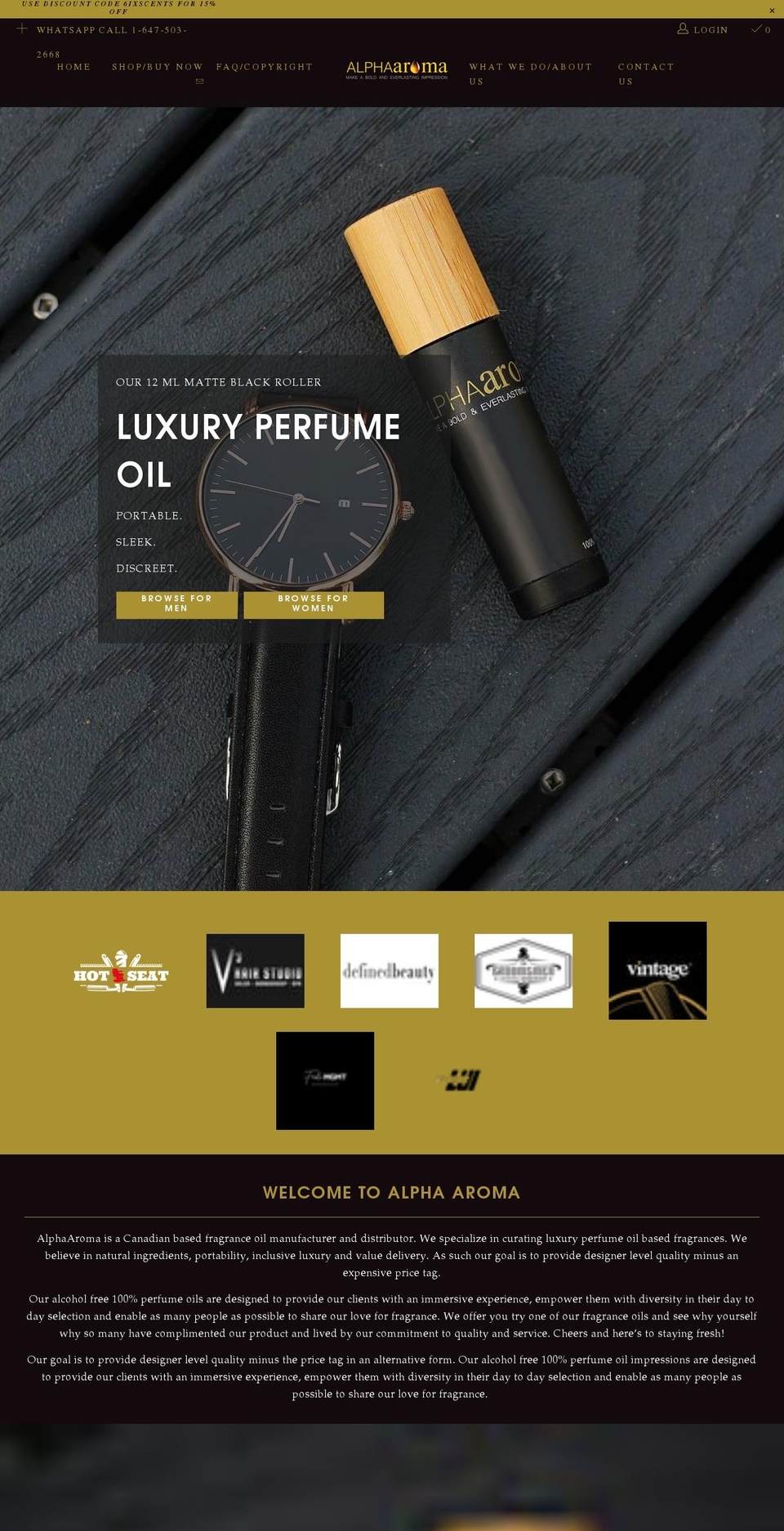 alphaxaroma.com shopify website screenshot