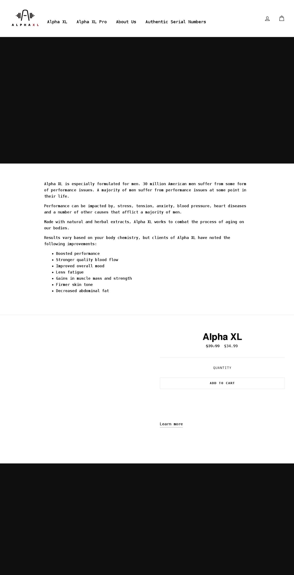 alphaxl.us shopify website screenshot