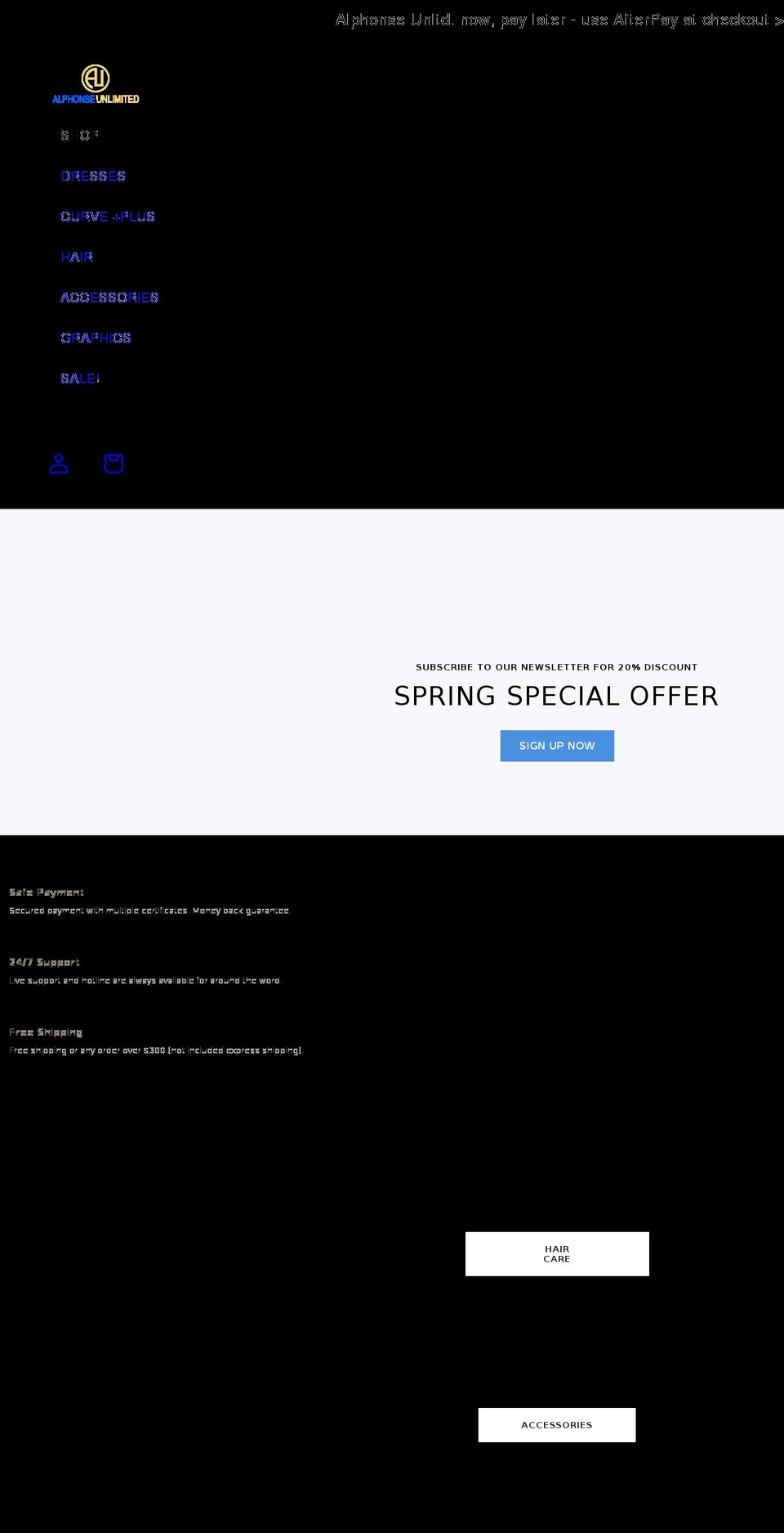 alphonseunlimited.com shopify website screenshot