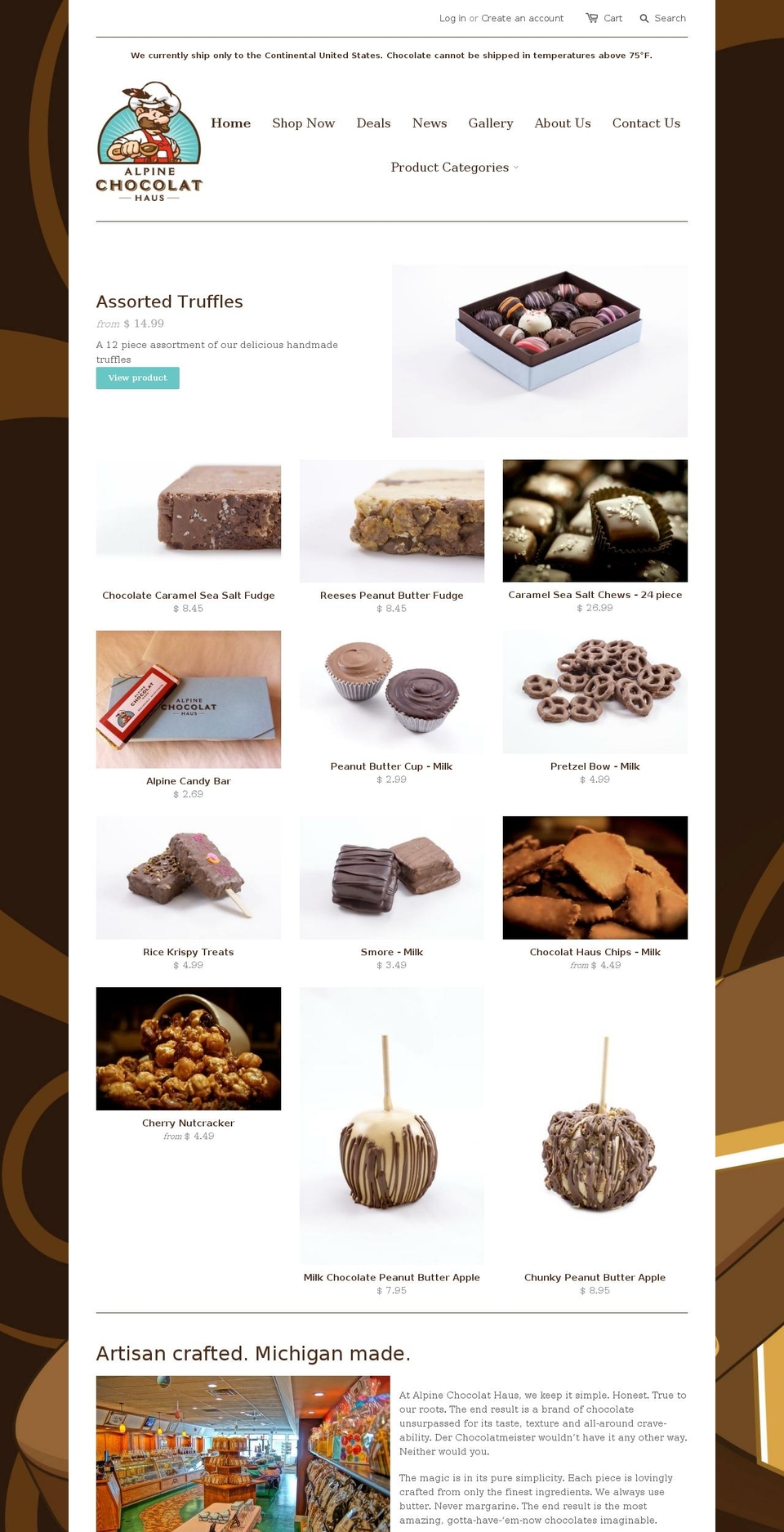 alpine-chocolat-haus.com shopify website screenshot