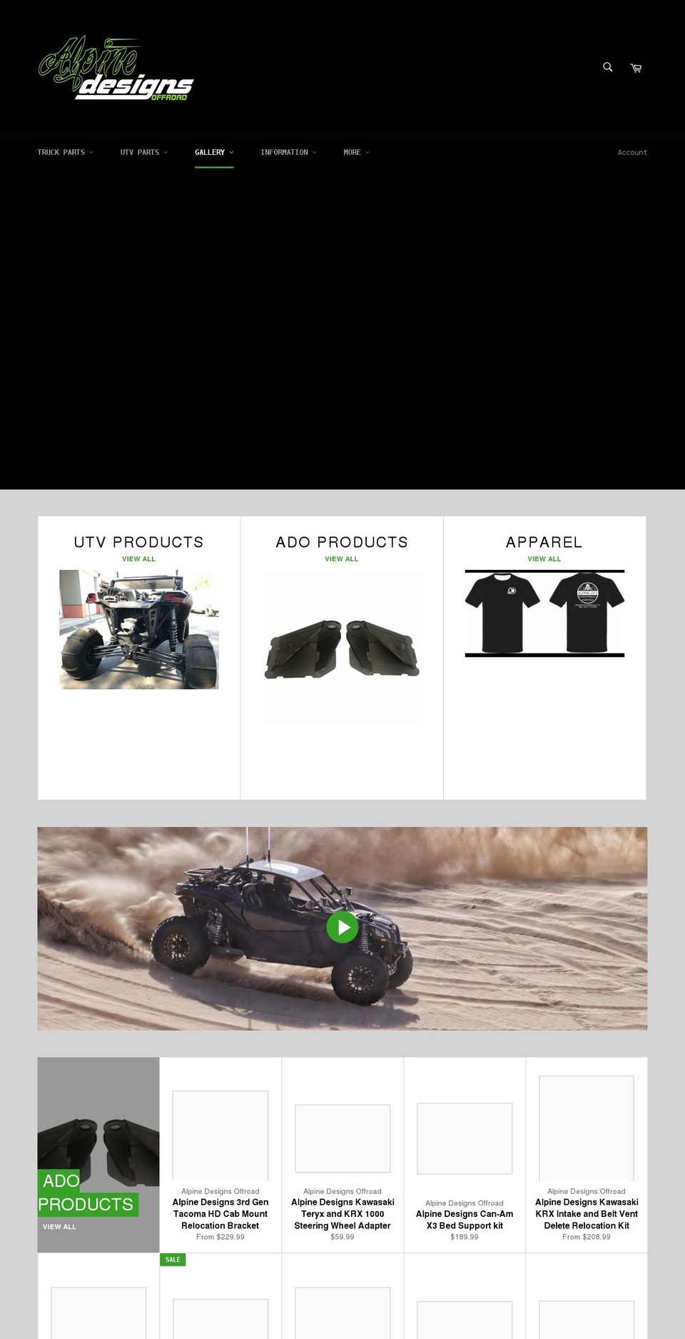 alpinedesignsoffroad.com shopify website screenshot
