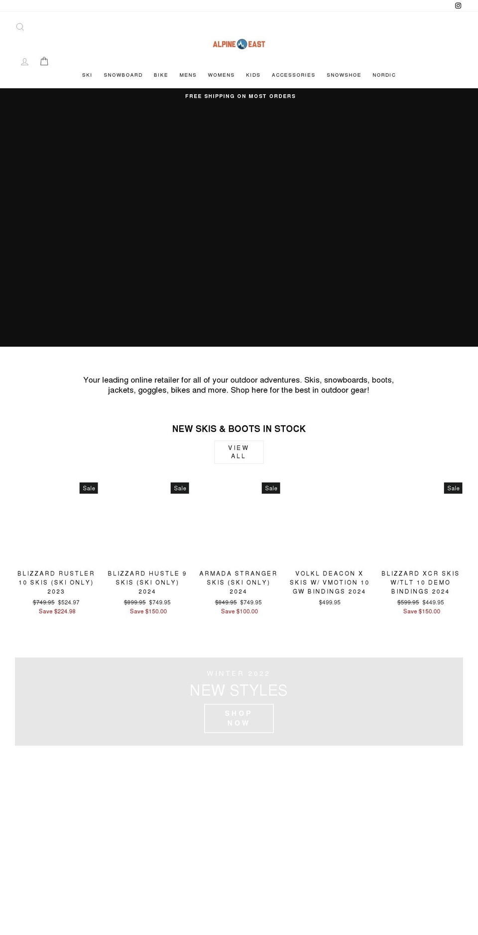 alpineeast.com shopify website screenshot