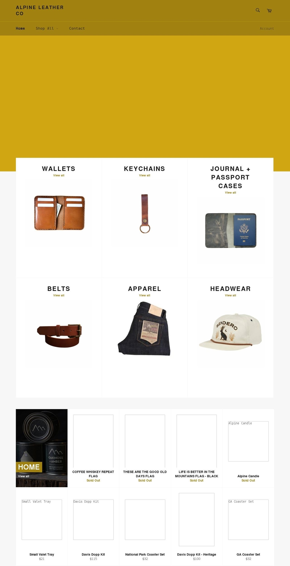 alpineleather.co shopify website screenshot