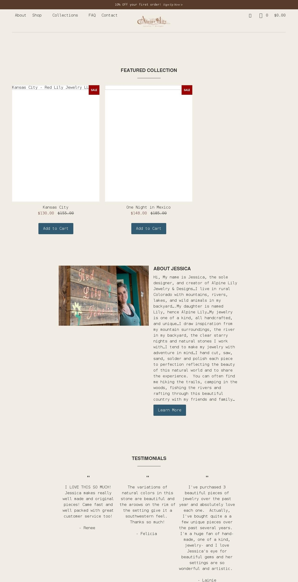 alpinelilydesigns.com shopify website screenshot