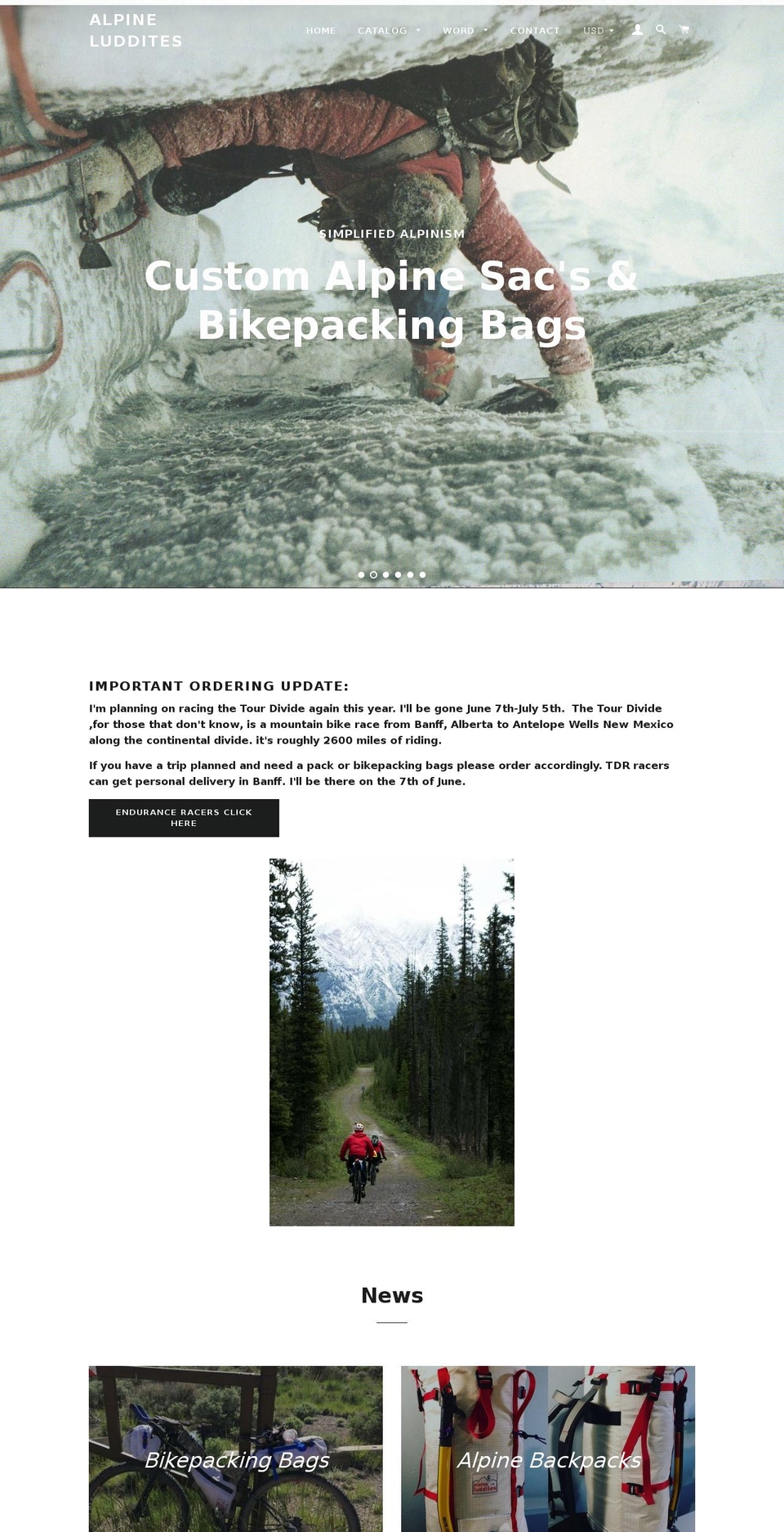 alpineluddites.com shopify website screenshot