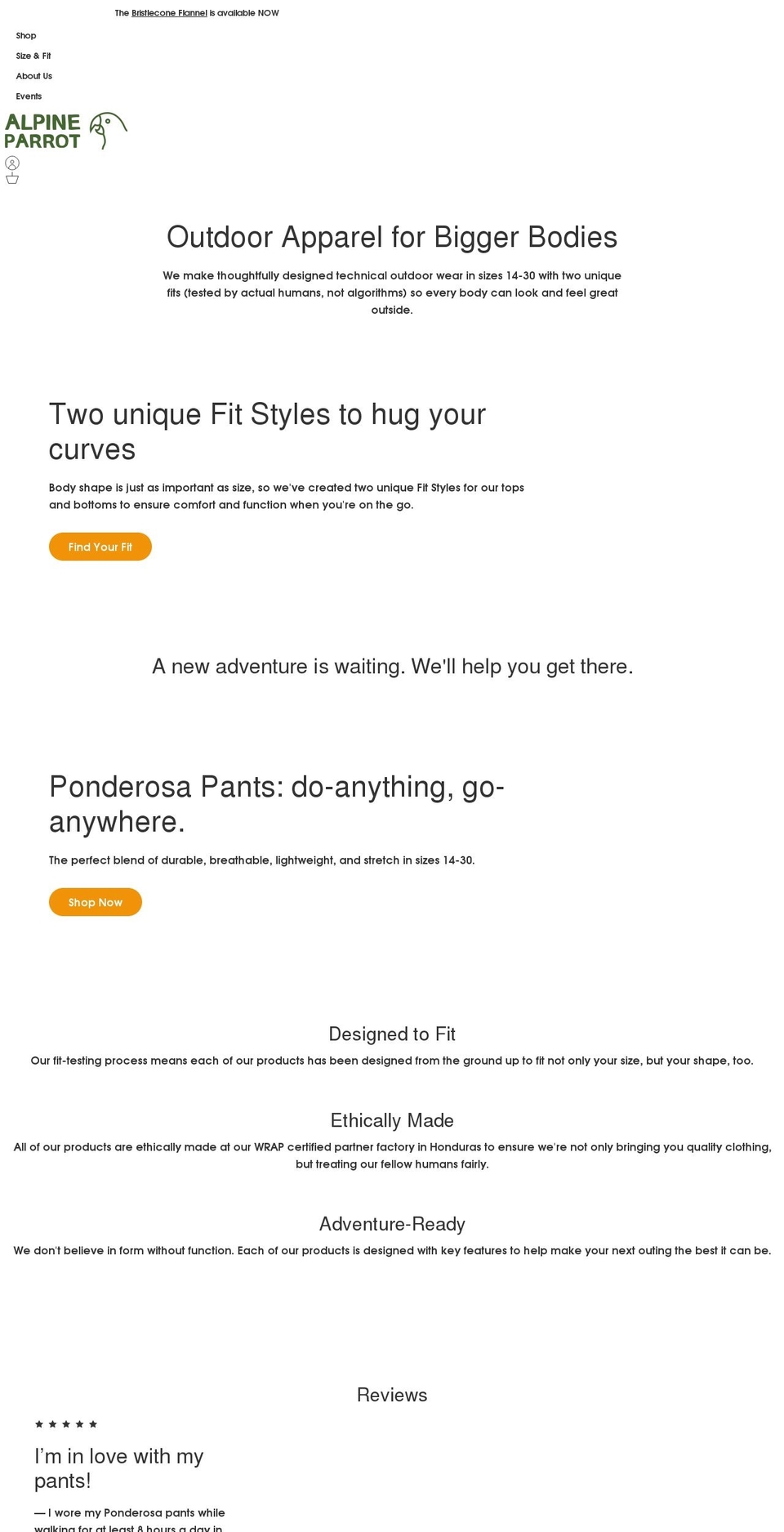 alpineparrot.com shopify website screenshot