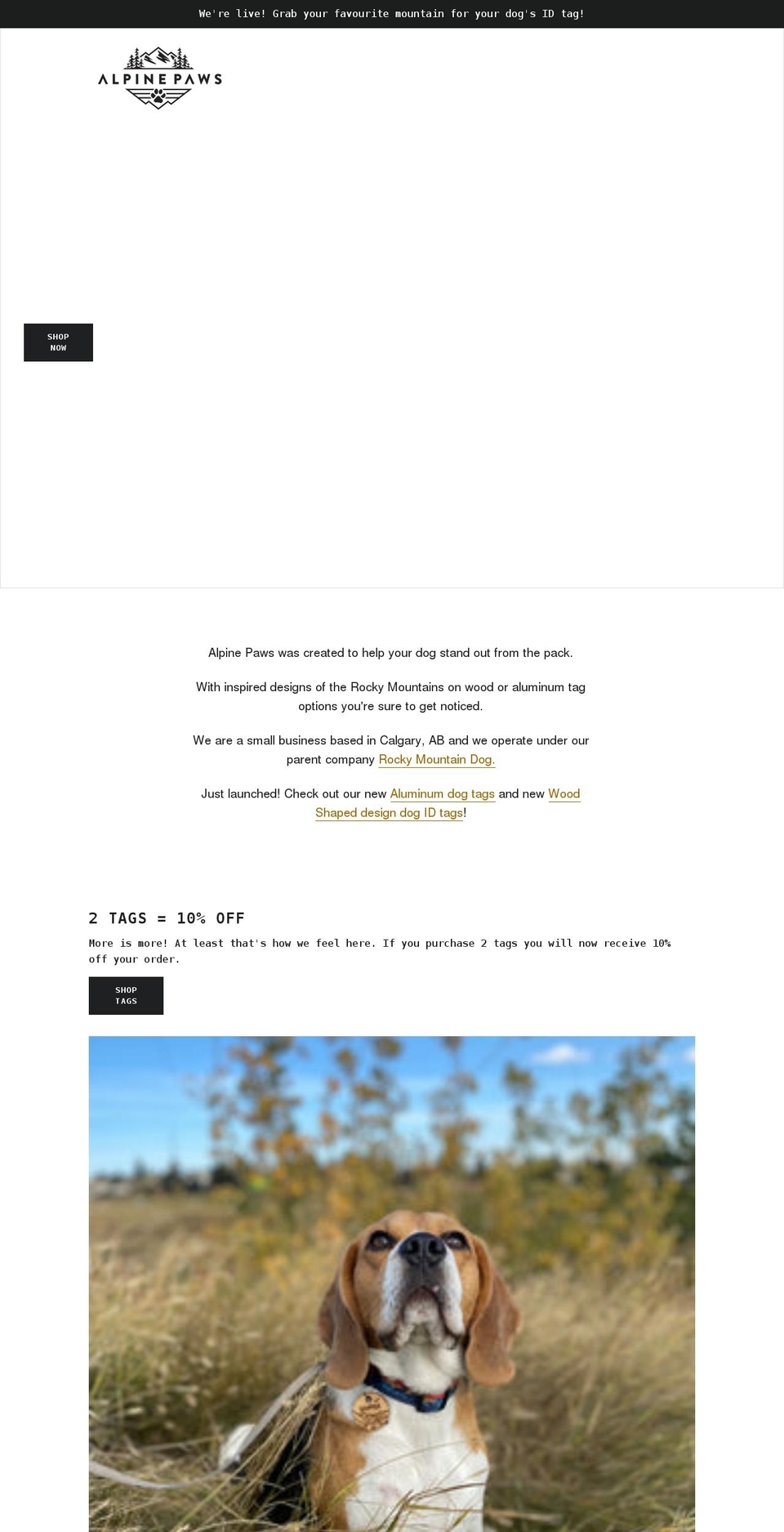 alpinepaws.com shopify website screenshot