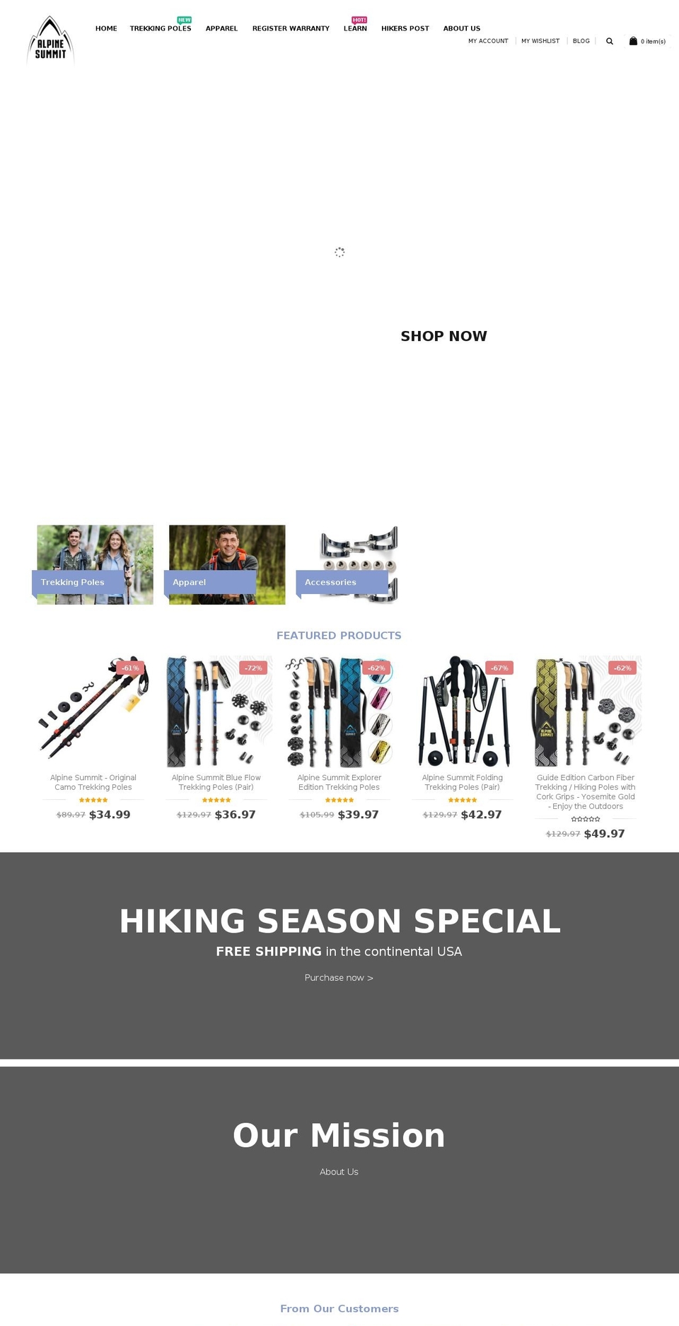 alpinesummitoutdoors.com shopify website screenshot