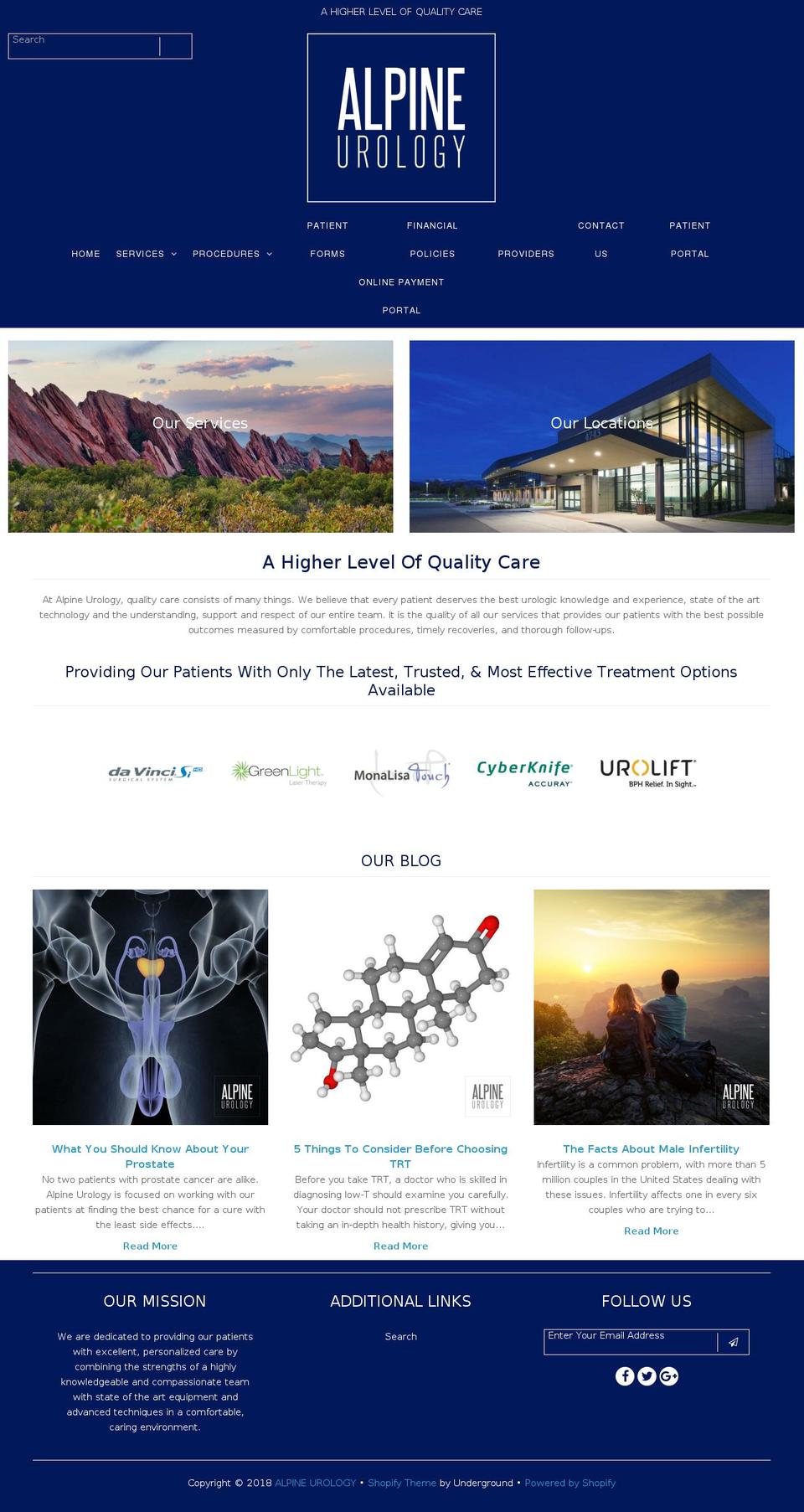 alpineurology.net shopify website screenshot
